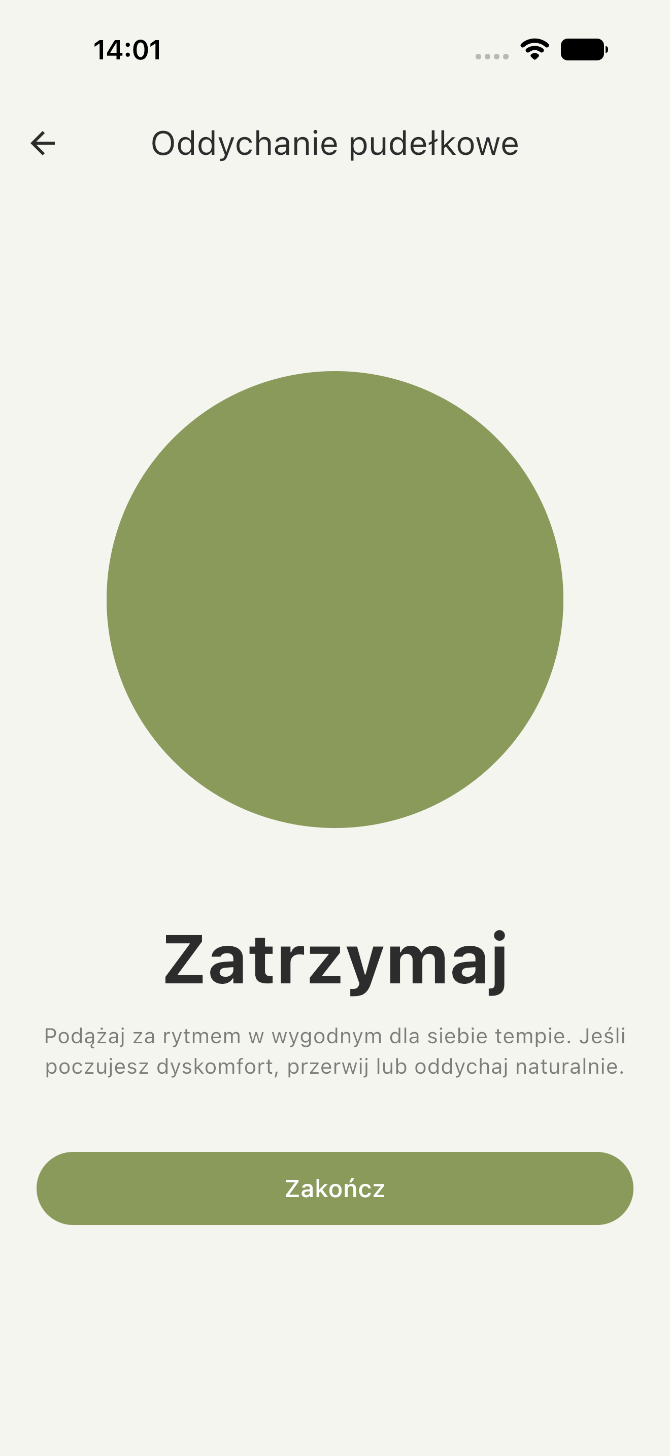 Prowadzone ćwiczenie oddychania pudełkowego w Reground