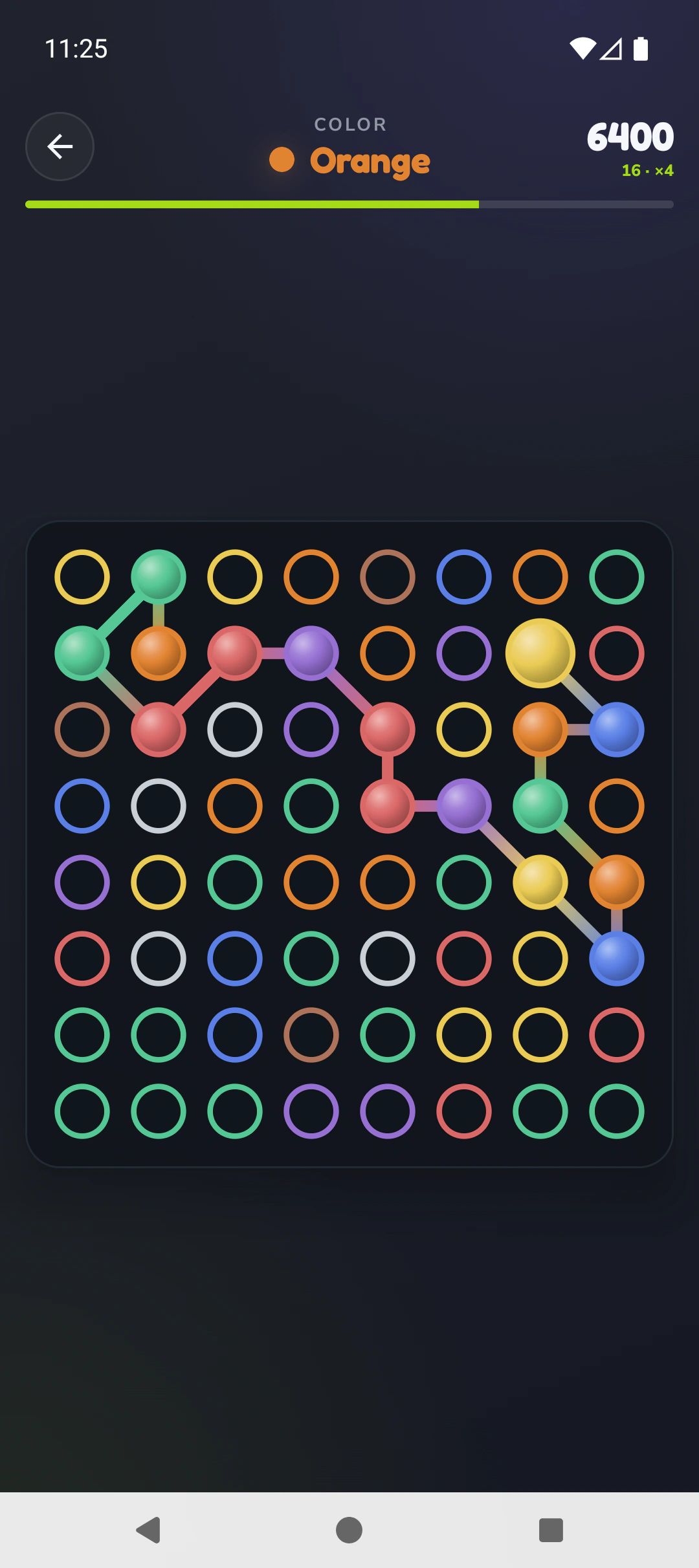 DotTide Snake mode on an 8×8 board