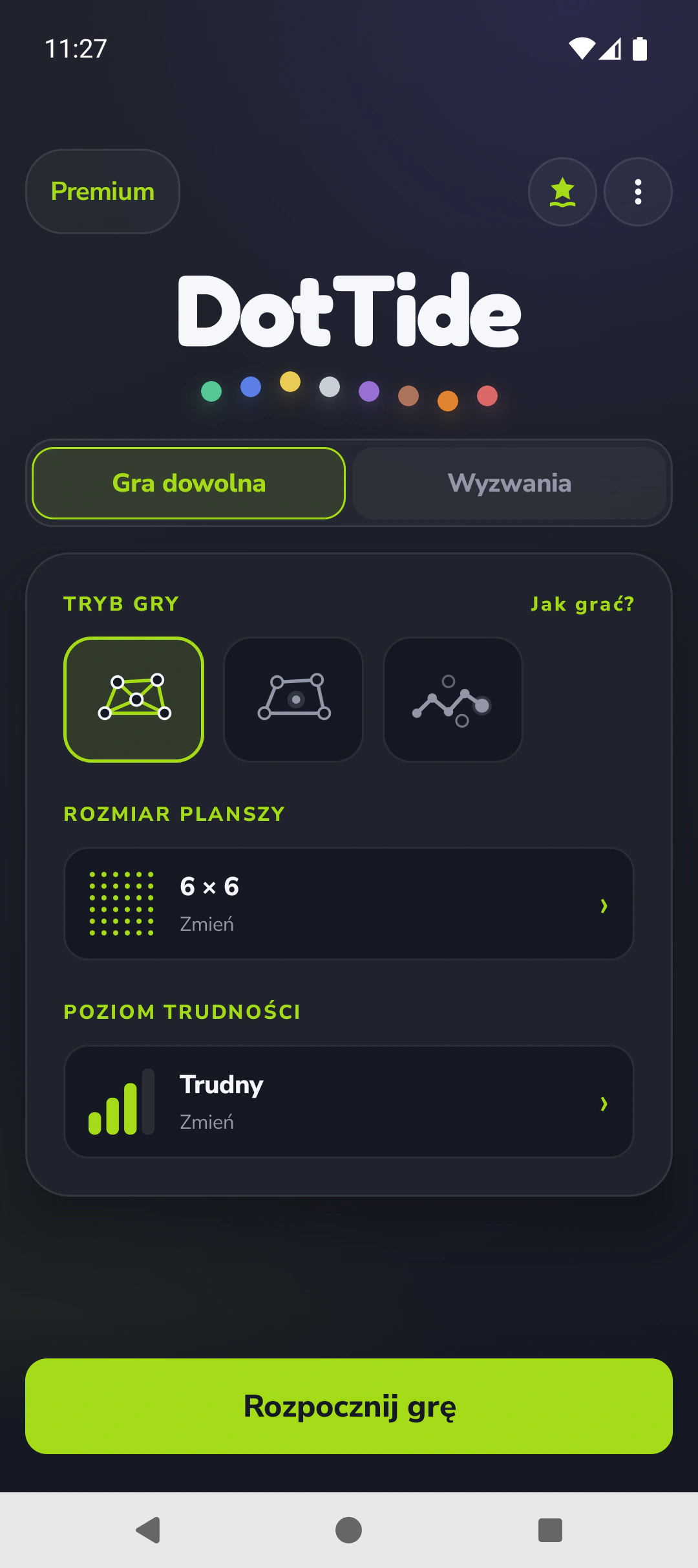 Ustawienia gry dowolnej w DotTide