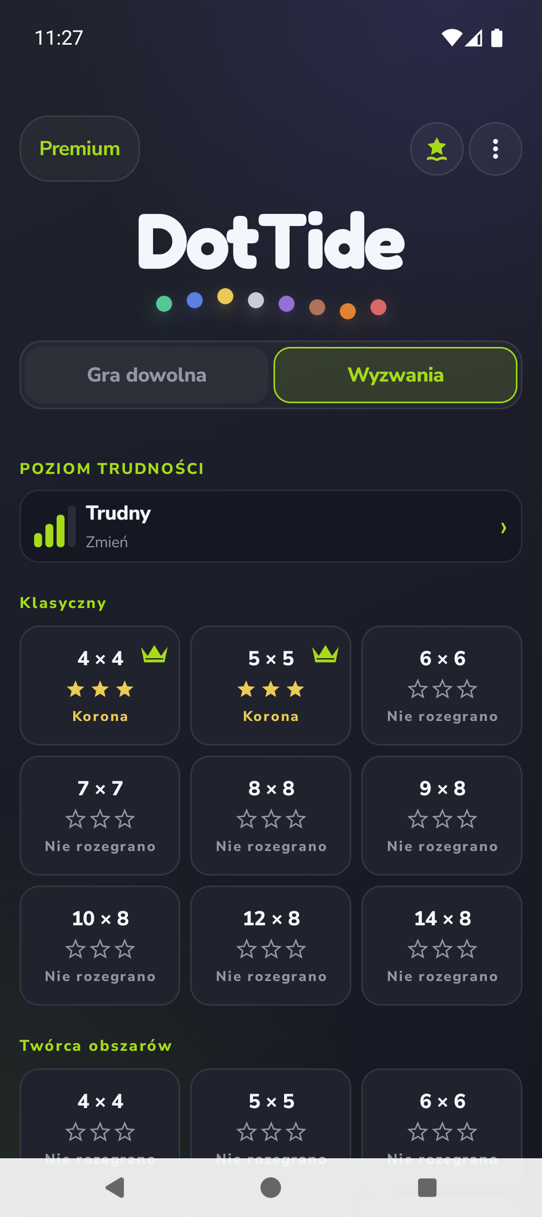 Ekran wyzwań DotTide z osiągnięciami mistrzostwa