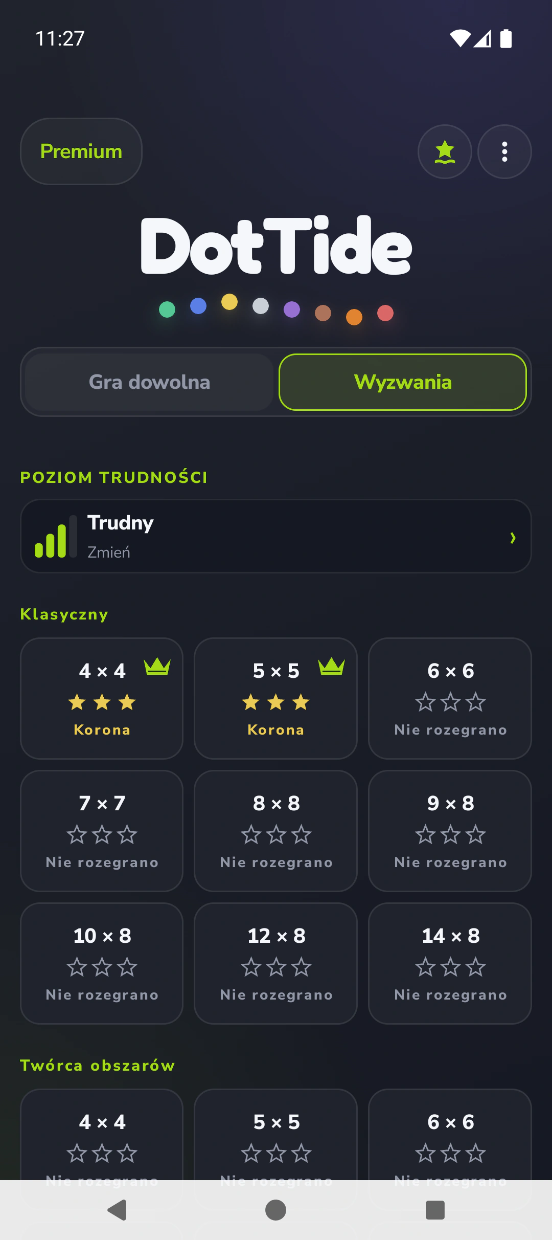 Ekran wyzwań DotTide z osiągnięciami mistrzostwa
