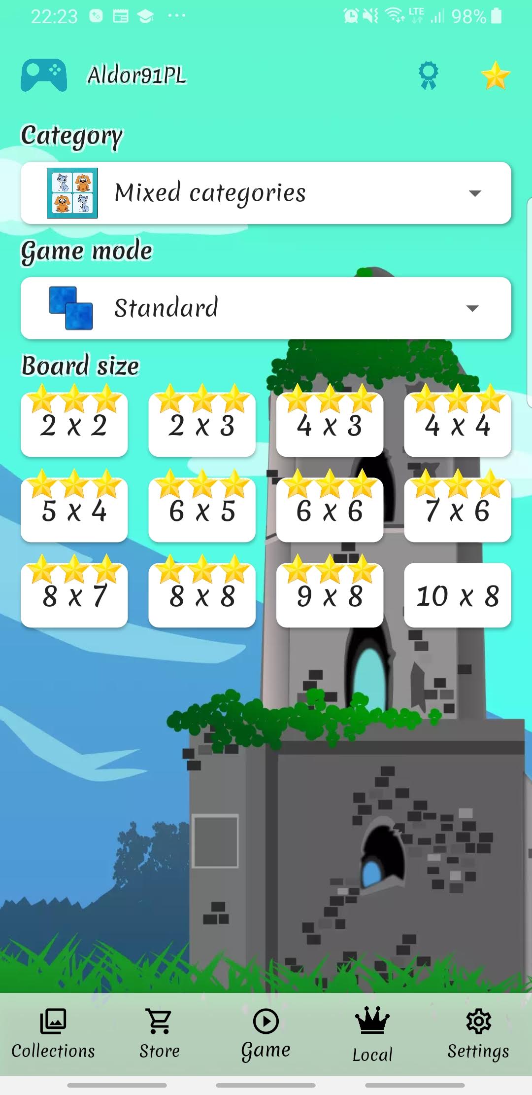Cards Matching gameplay